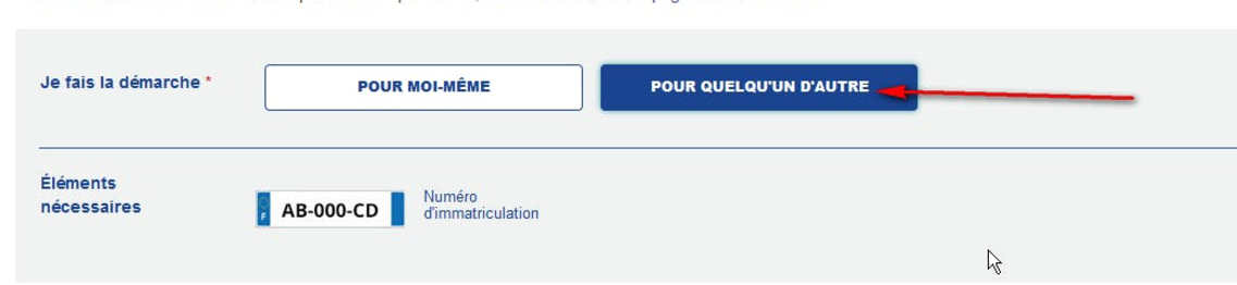 Faire un démarche d'immatriculation pour quelqu'un d'autre