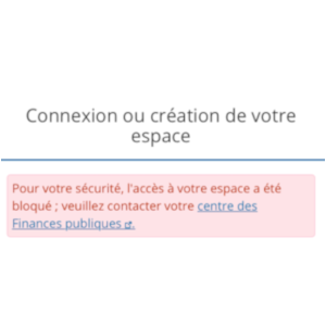 Message d'erreur sur la page de connexion des impots