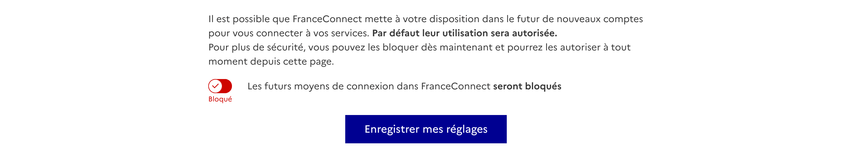 Page d'historique de connexion FranceConnect